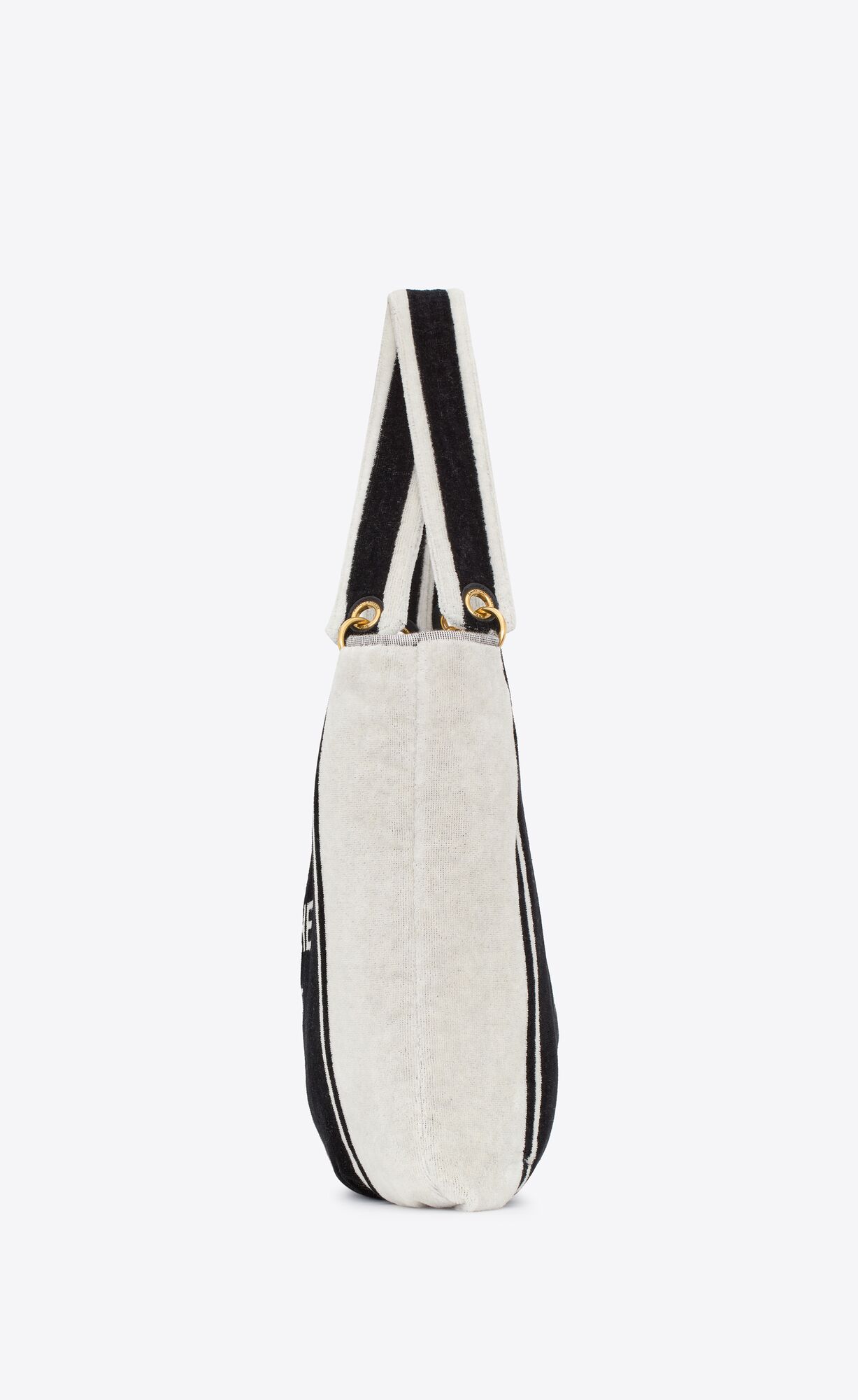 rive gauche towel bag in terry cloth black and white rive gauche towel bag in terry cloth black and white