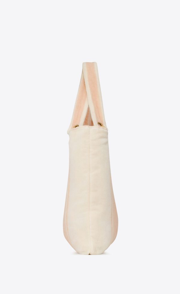 rive gauche towel bag in terry cloth pink and white