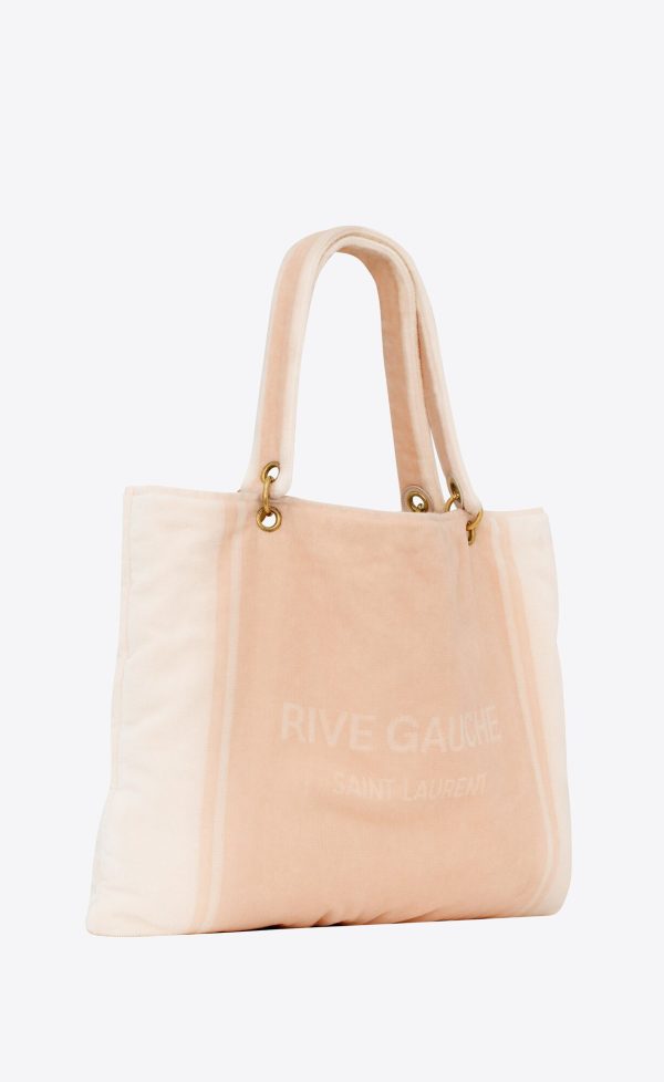 rive gauche towel bag in terry cloth pink and white
