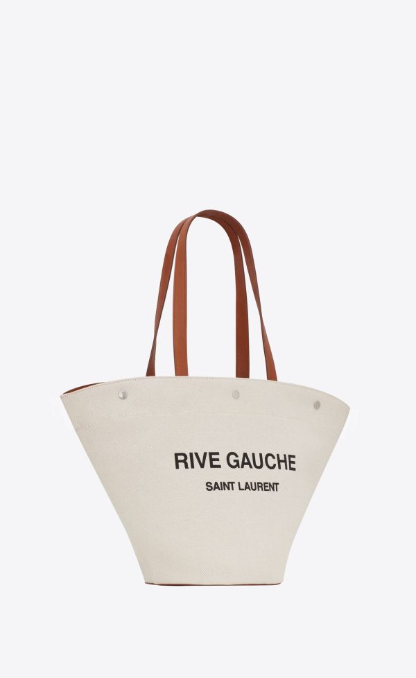 rive gauche shopping in canvas grege, black and dark brick