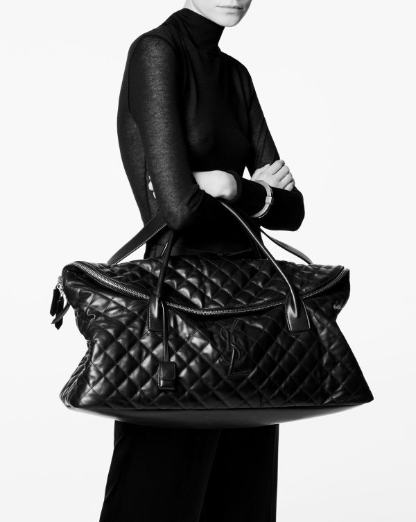 es giant travel bag in quilted leather black