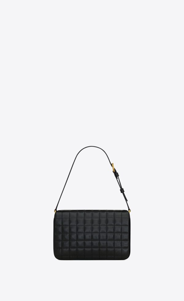 le maillon in quilted shiny leather black