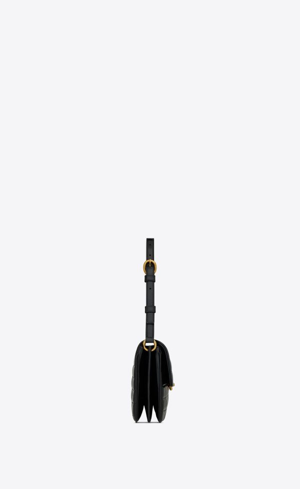 le maillon in quilted shiny leather black