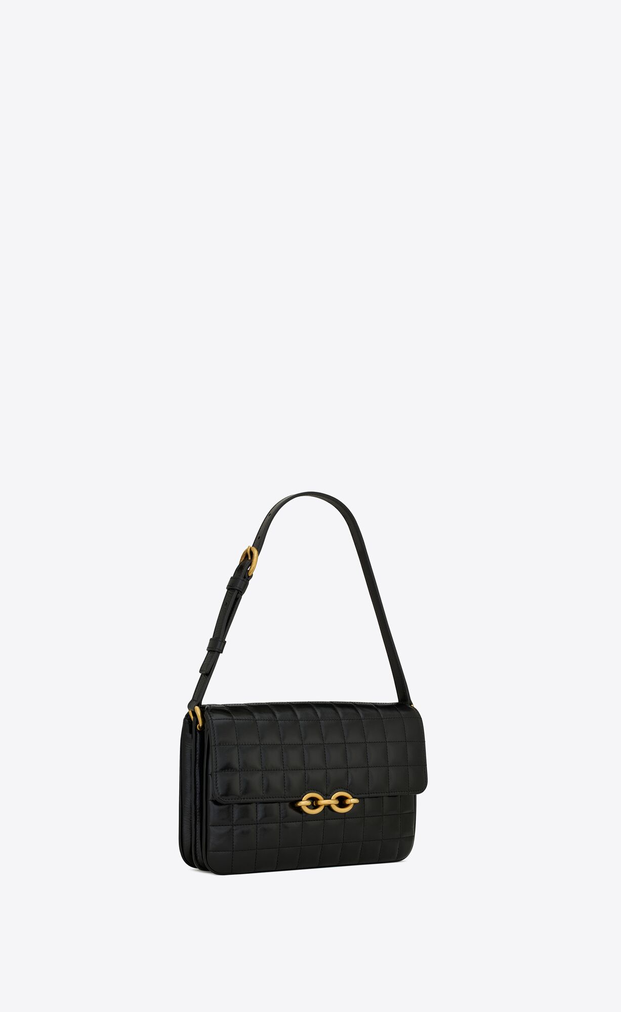 le maillon in quilted shiny leather black le maillon in quilted shiny leather black