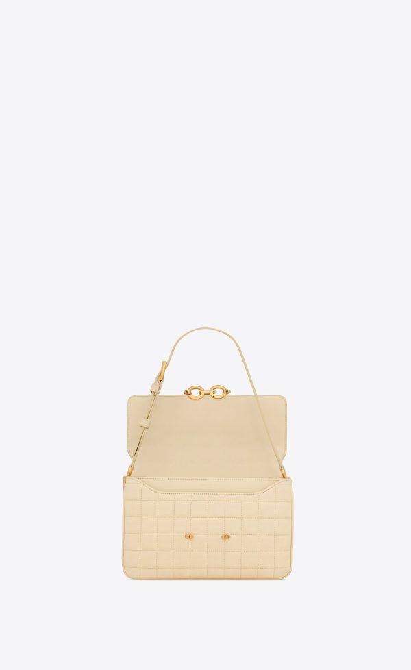 le maillon satchel in quilted nubuck suede off white