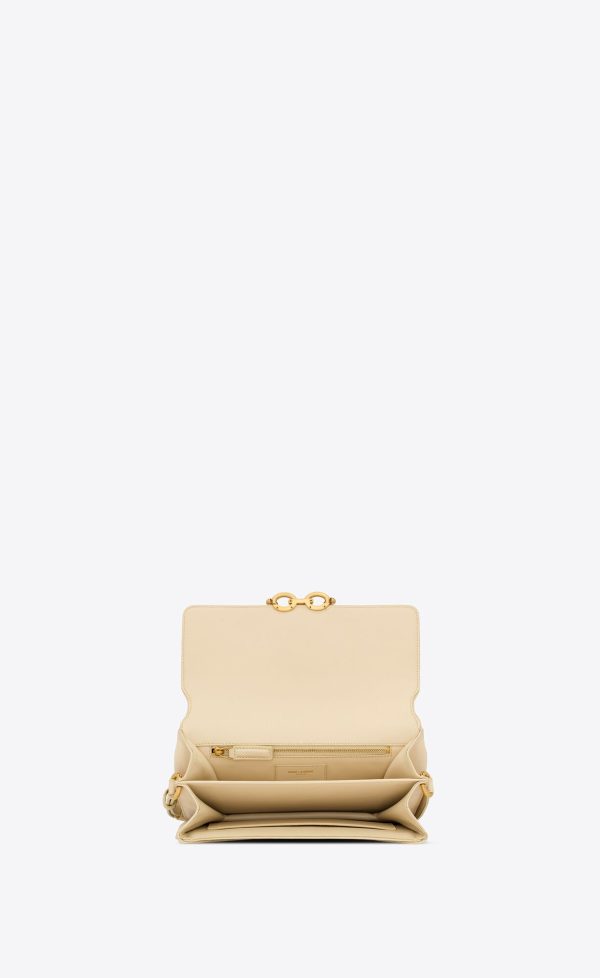 le maillon satchel in quilted nubuck suede off white