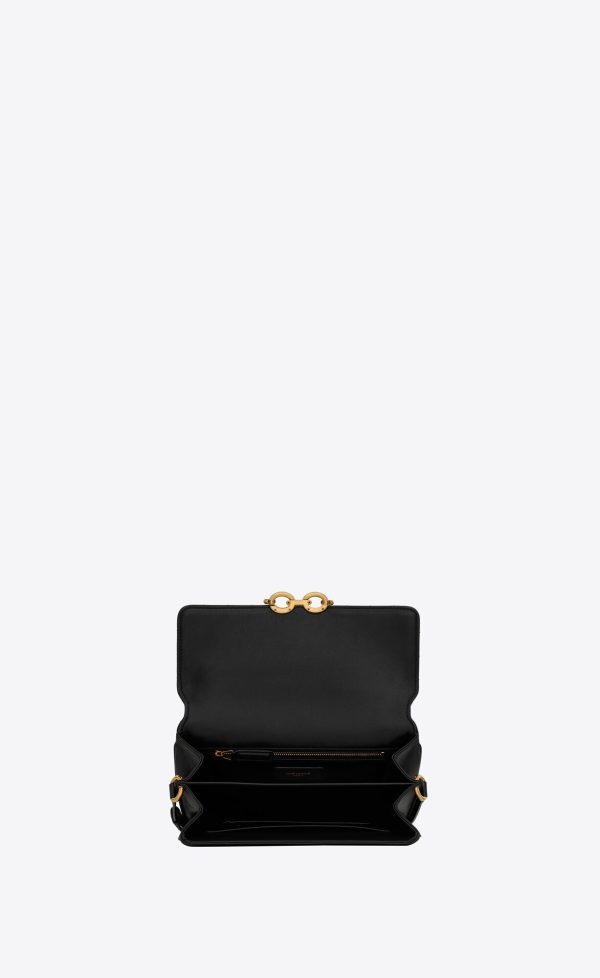 le maillon satchel in quilted lambskin black
