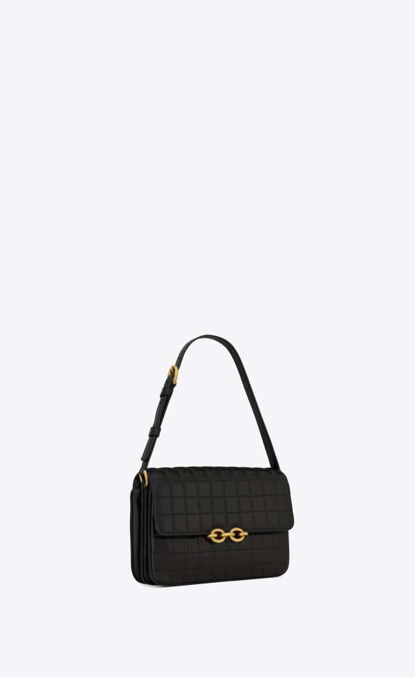 le maillon satchel in quilted lambskin black