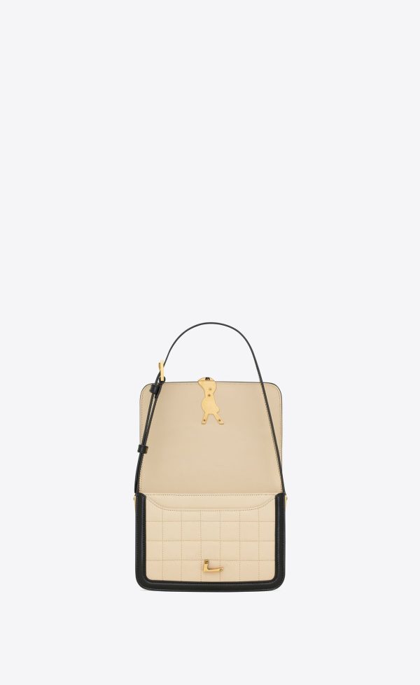 solferino small in quilted nubuck suede off white and black