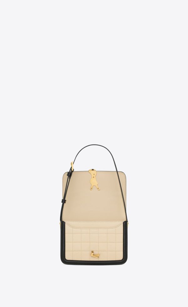 solferino small in quilted nubuck suede off white and black