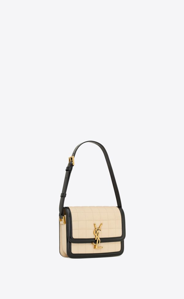 solferino small in quilted nubuck suede off white and black