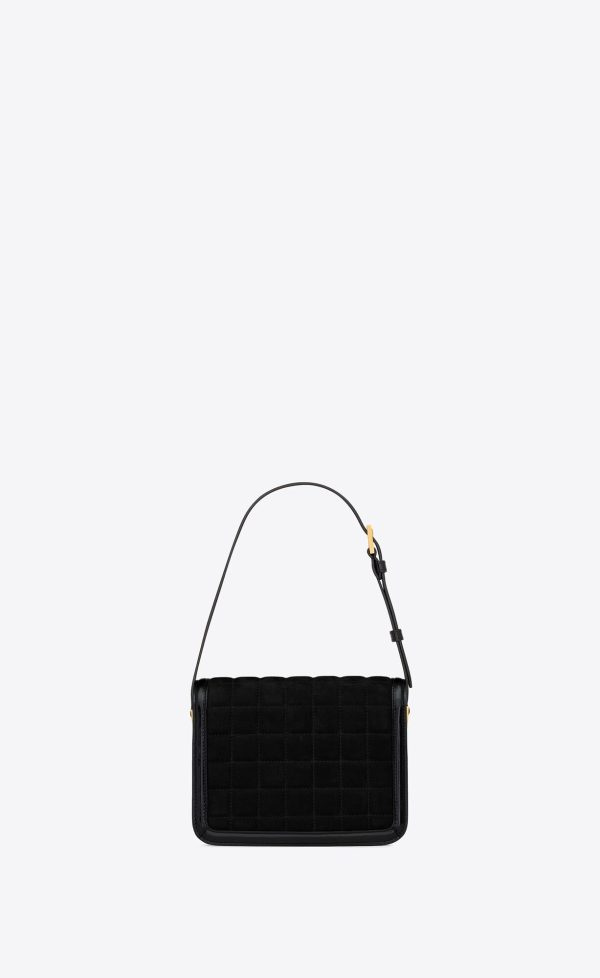 solferino small satchel in quilted nubuck suede black