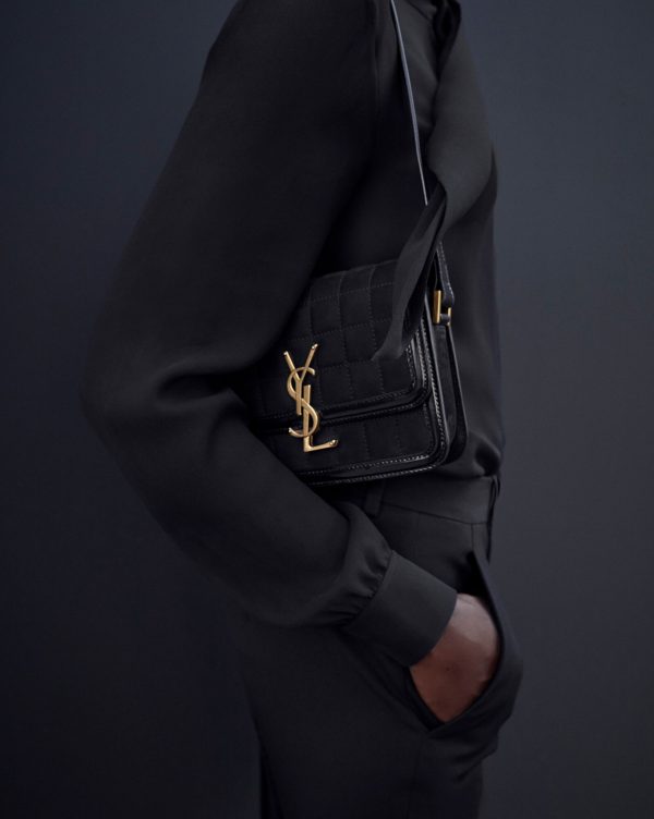 solferino small satchel in quilted nubuck suede black