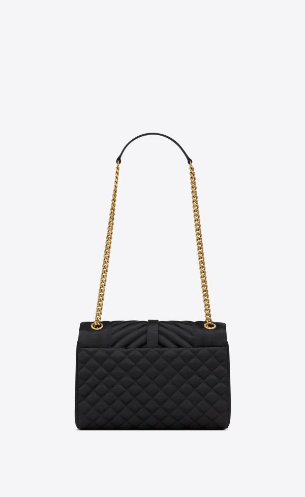 medium envelope in quilted leather and textured satin black