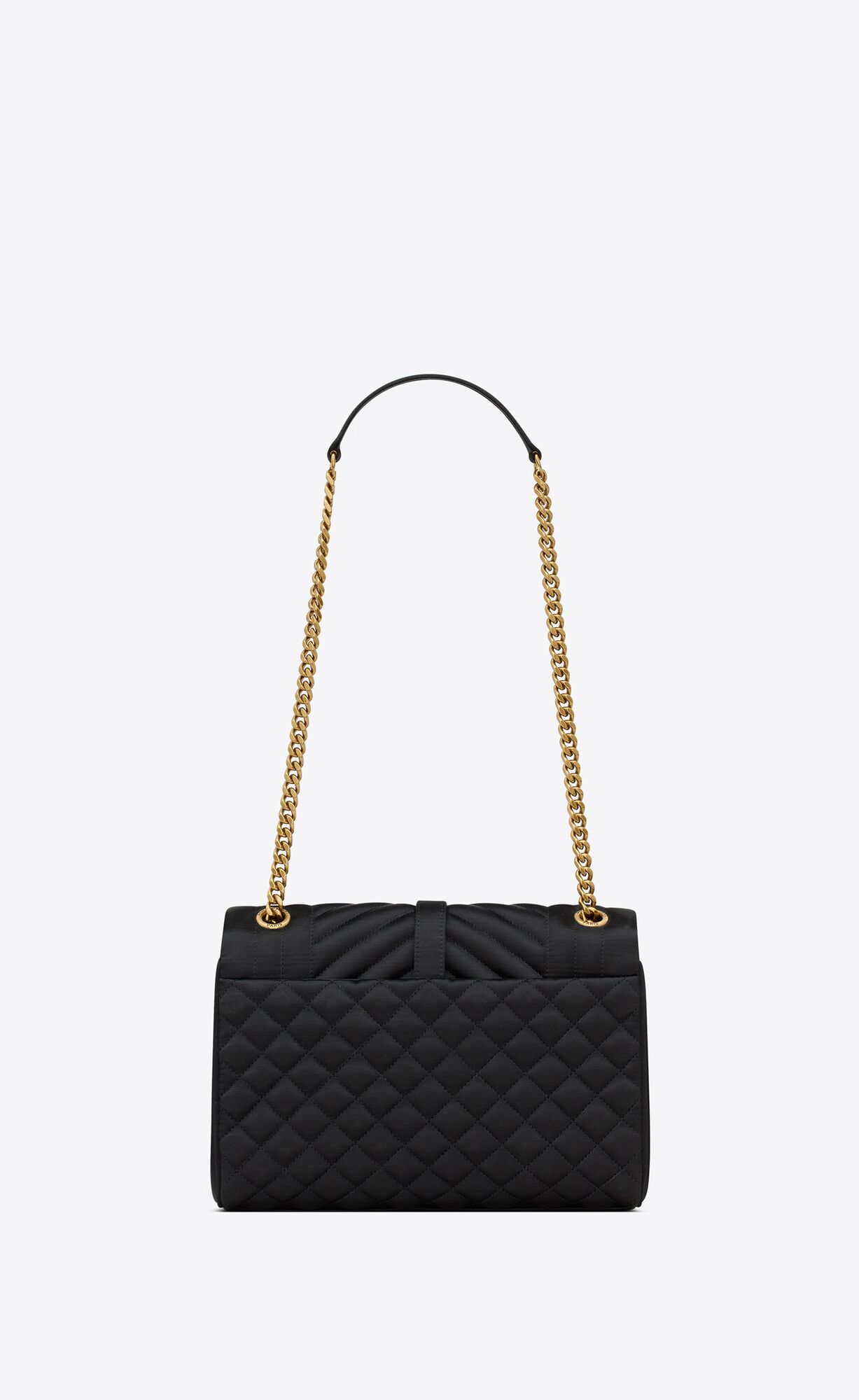 medium envelope in quilted leather and textured satin black medium envelope in quilted leather and textured satin black