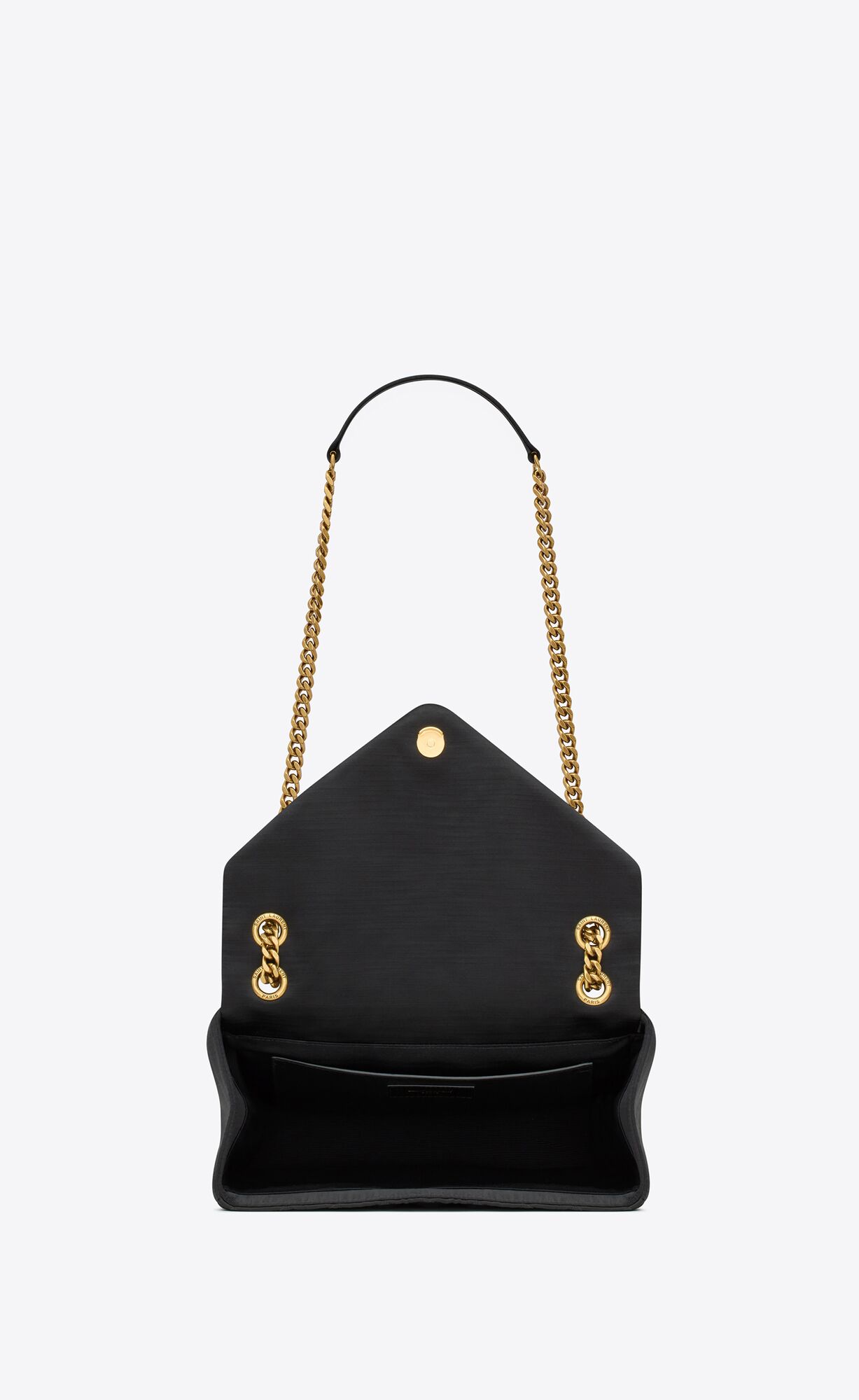 medium envelope in quilted leather and textured satin black medium envelope in quilted leather and textured satin black