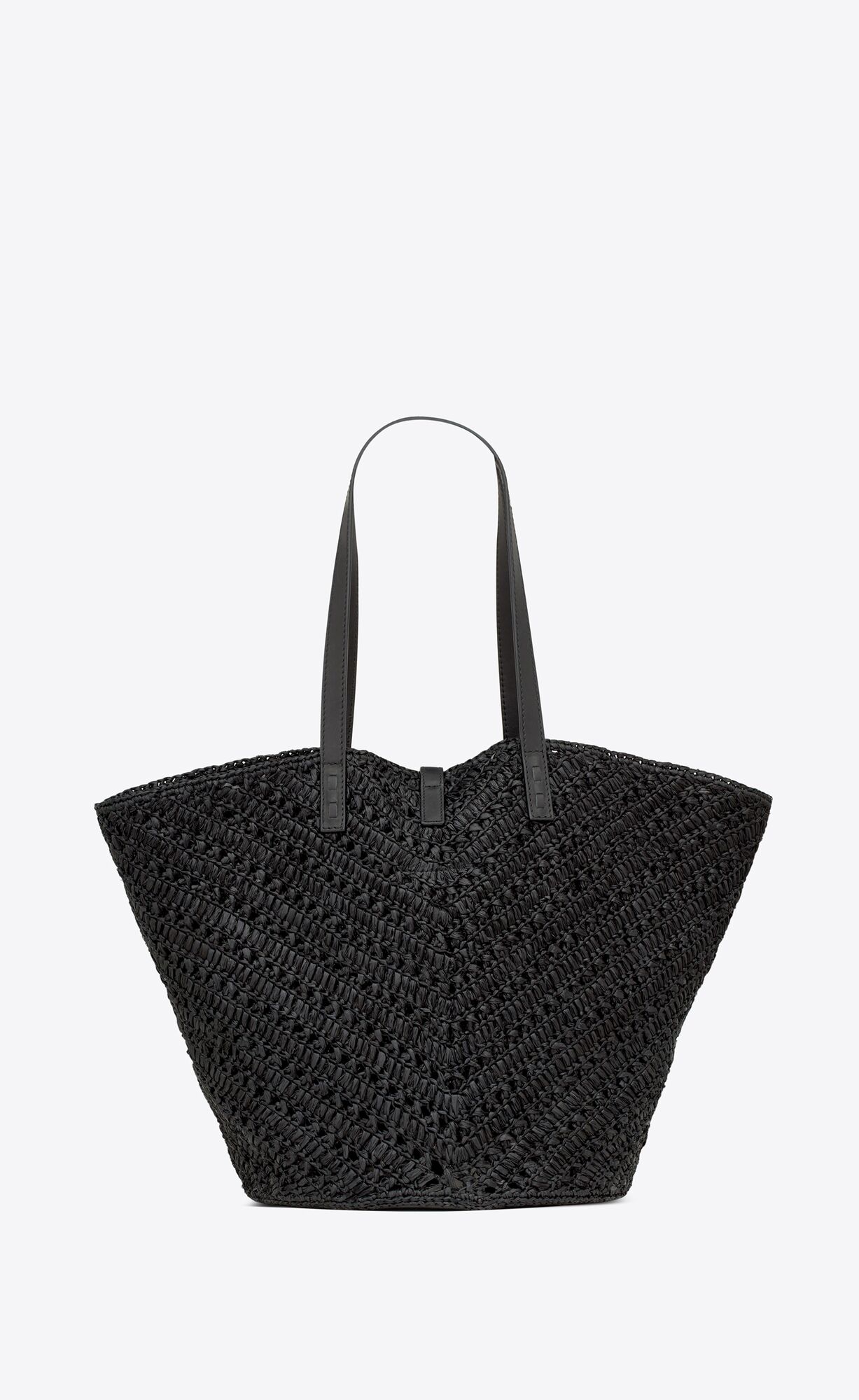panier medium in raffia and vegetable tanned leather black panier medium in raffia and vegetable tanned leather black