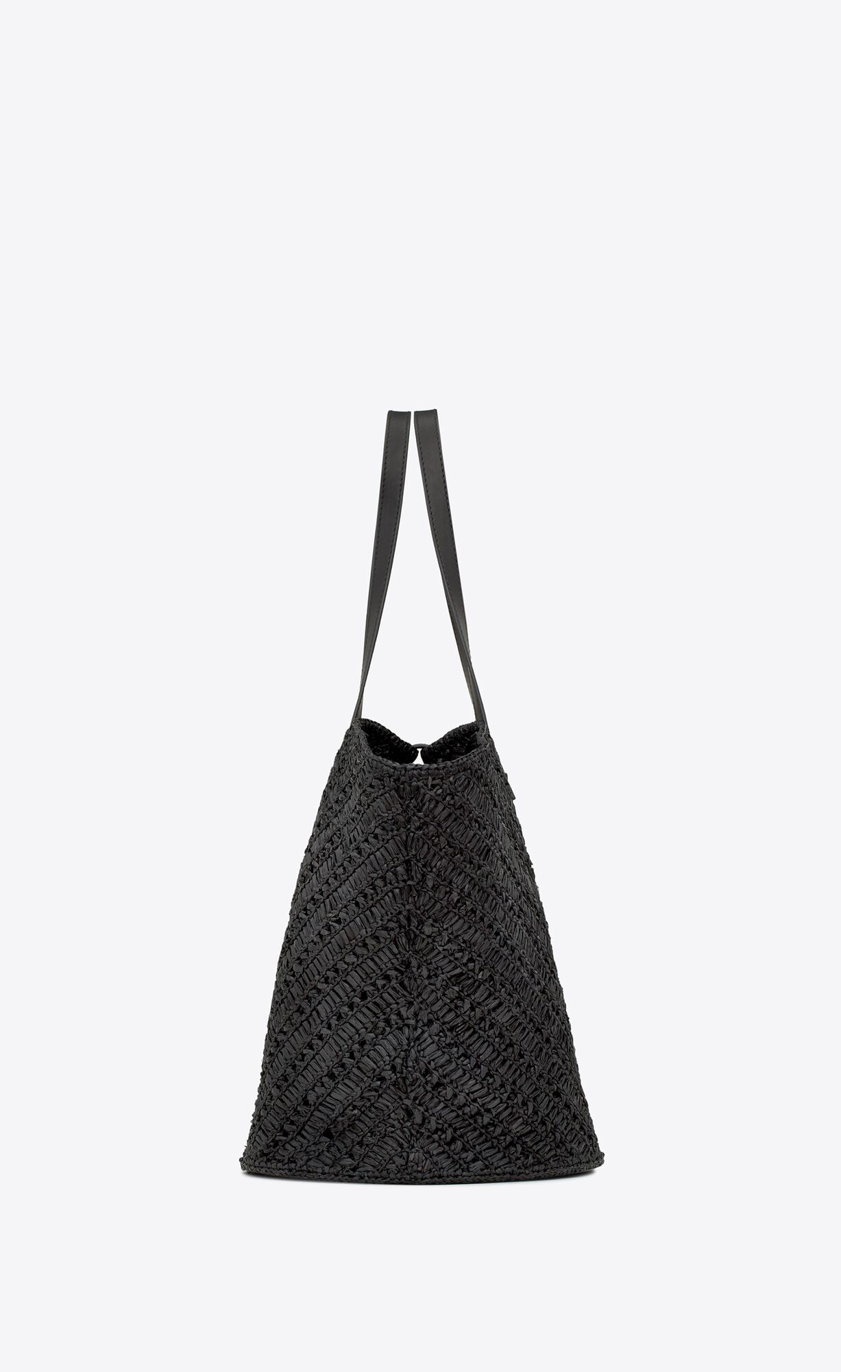 panier medium in raffia and vegetable tanned leather black panier medium in raffia and vegetable tanned leather black
