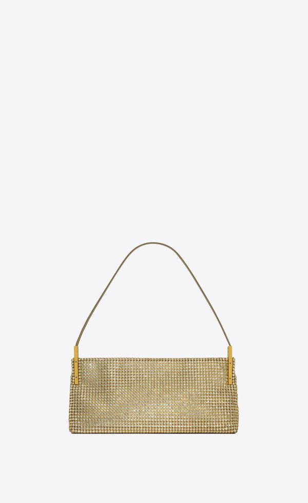 suzanne small in rhinestones mesh and satin silver shade