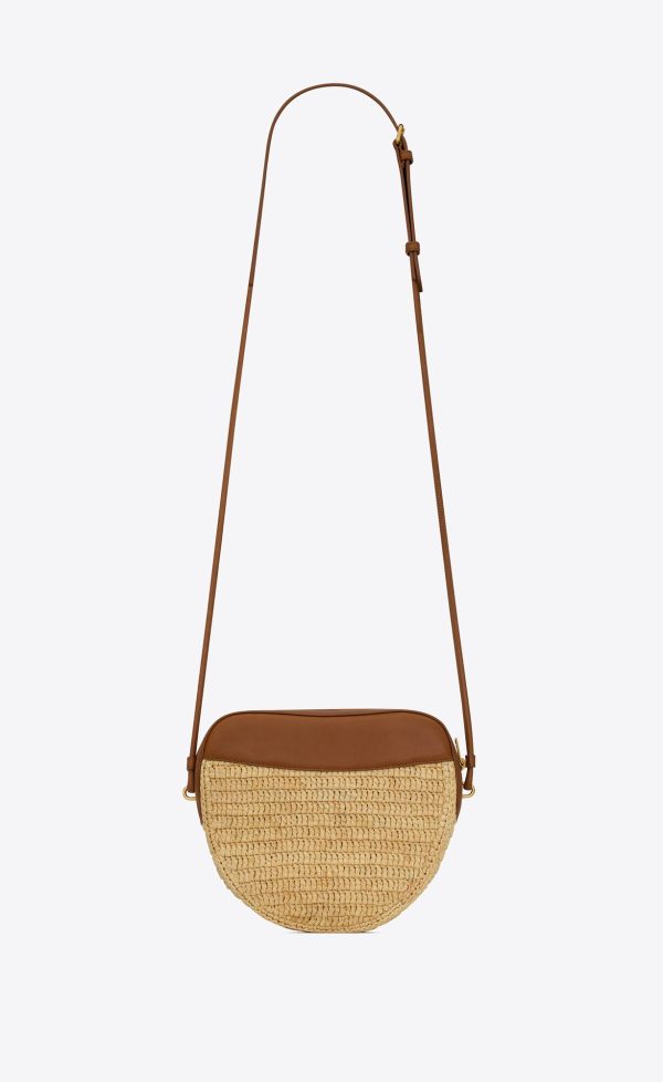 le cœur in raffia and vegetable tanned leather natural and brick
