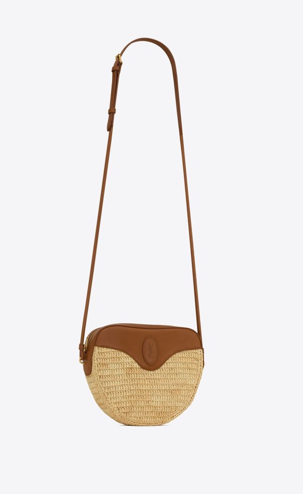 le cœur in raffia and vegetable tanned leather natural and brick
