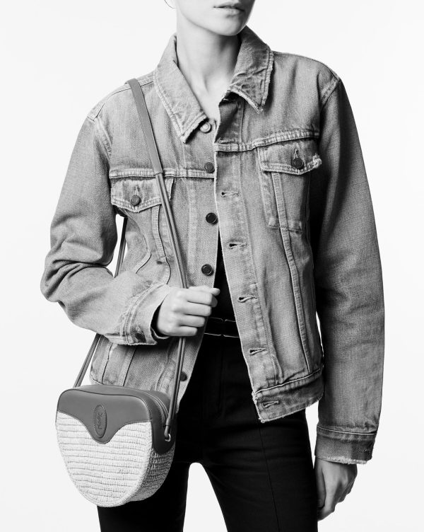 le cœur in raffia and vegetable tanned leather natural and brick
