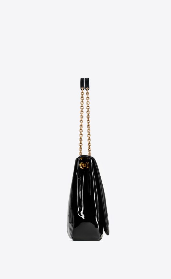 jamie 4.3 in patent effect fabric black