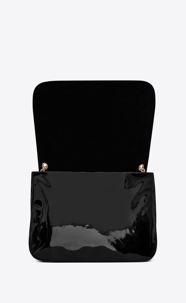 jamie 4.3 in patent effect fabric black