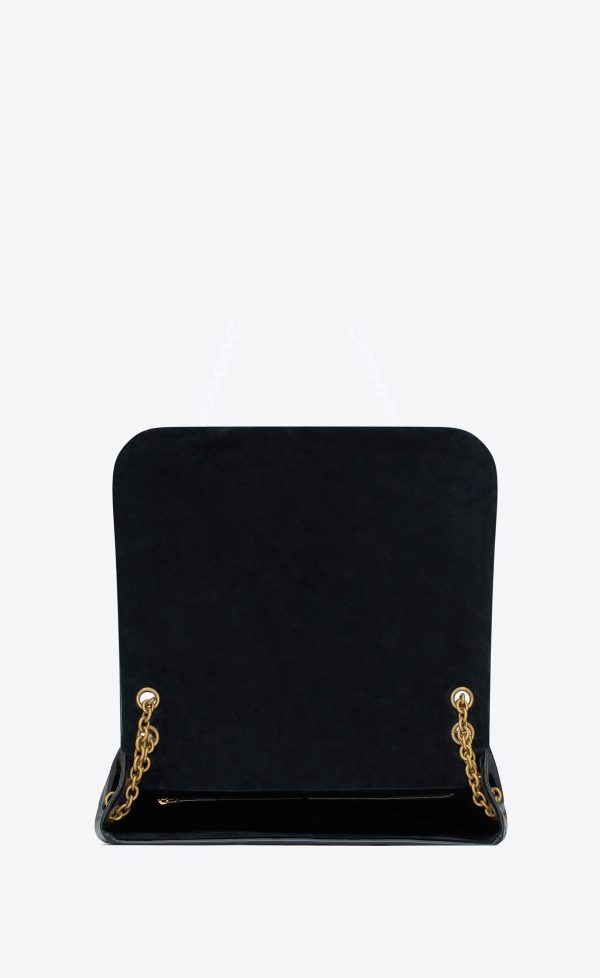 jamie 4.3 in patent effect fabric black