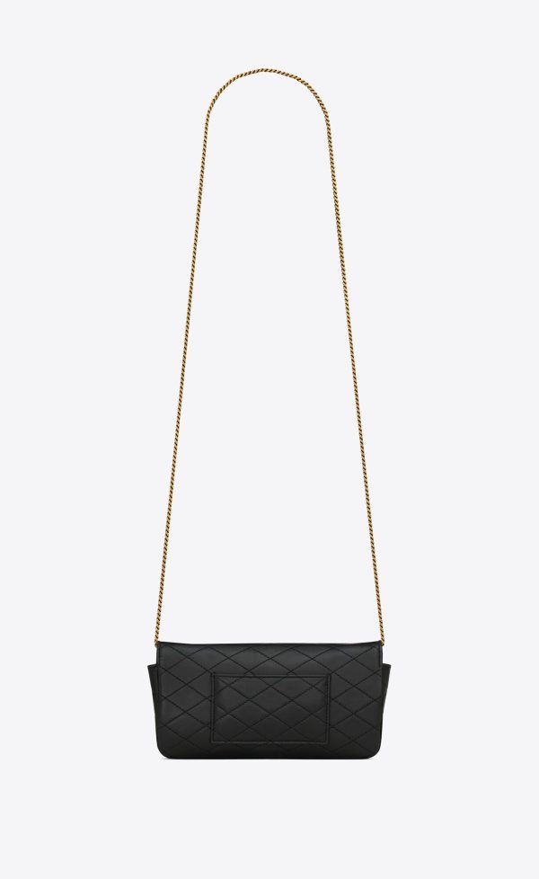 gaby phone holder in quilted leather black