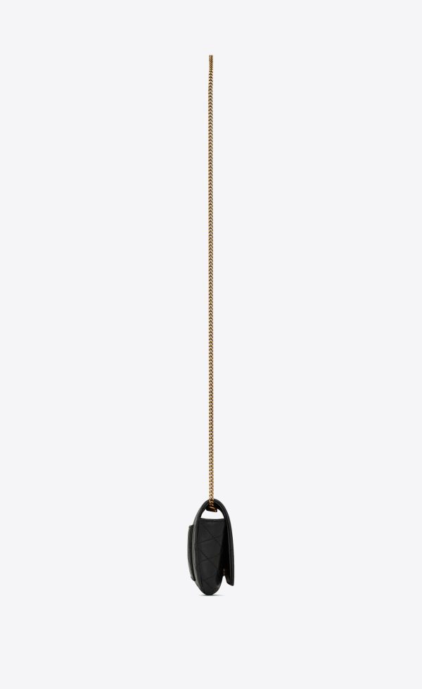 gaby phone holder in quilted leather black