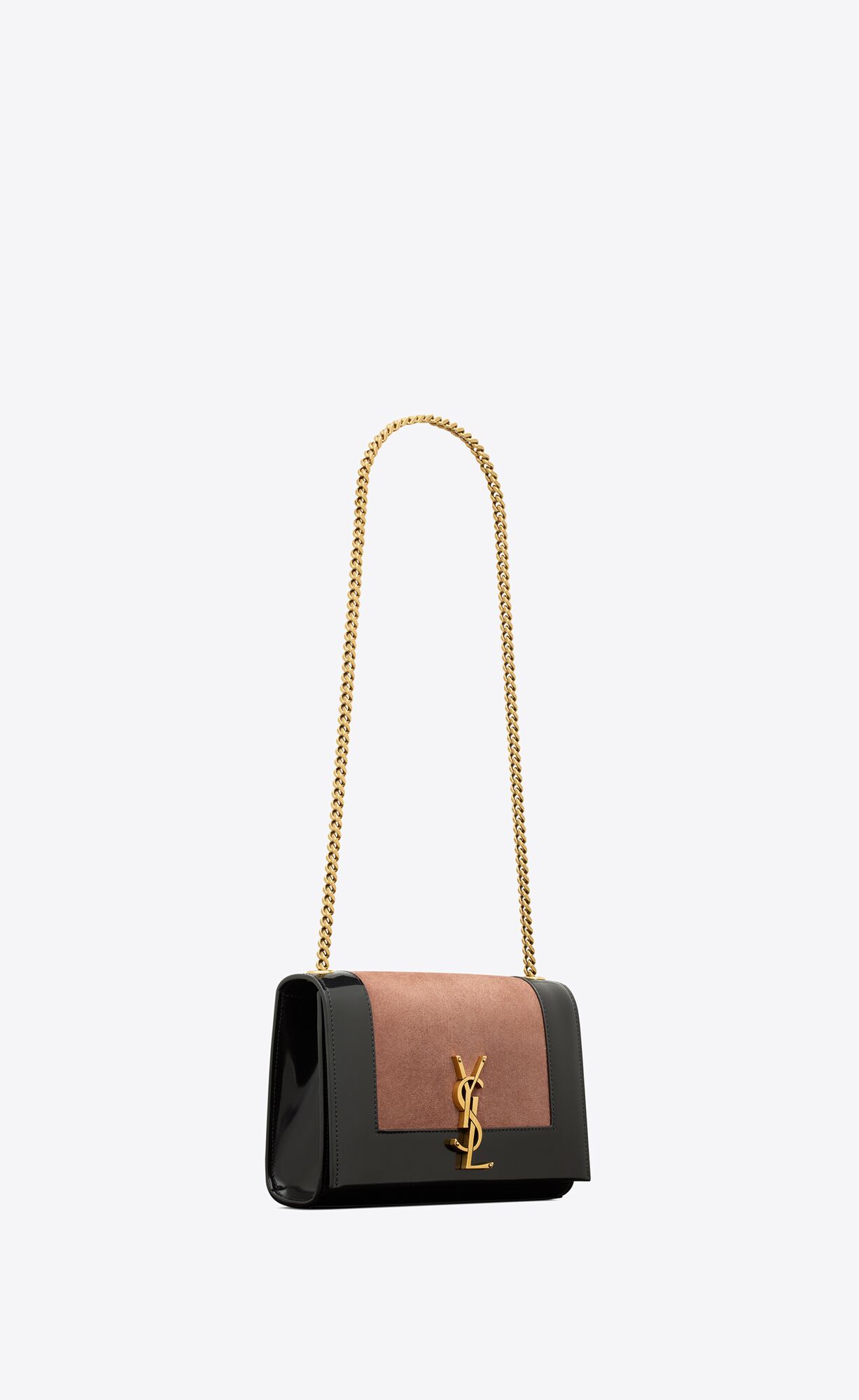 kate small in suede and shiny leather peach flower and black kate small in suede and shiny leather peach flower and black