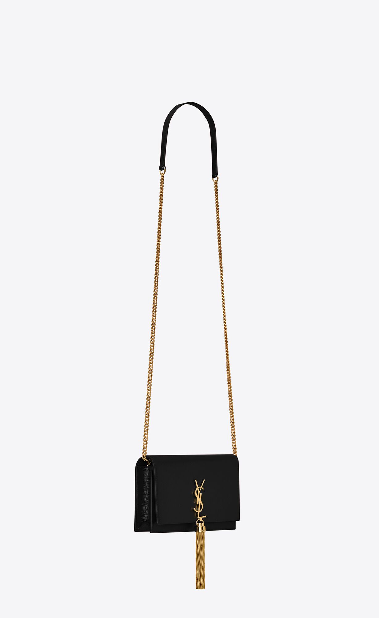 kate chain wallet with tassel in grain de poudre embossed leather black kate chain wallet with tassel in grain de poudre embossed leather black