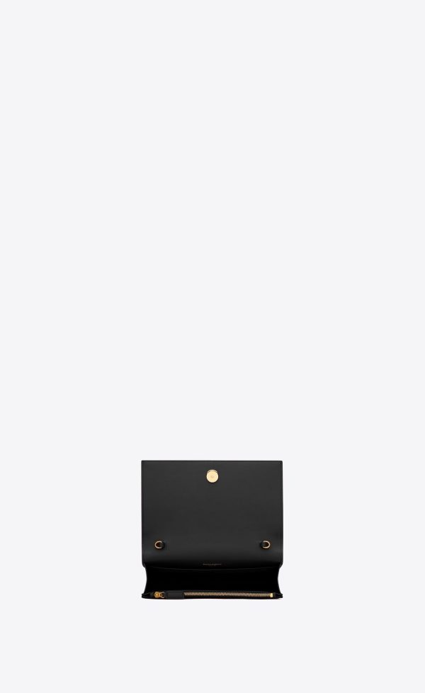 kate chain wallet with tassel in satin black