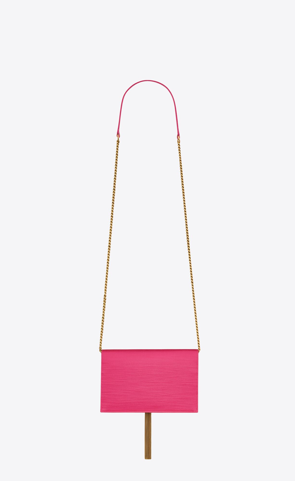 kate chain wallet with tassel in satin guava pink kate chain wallet with tassel in satin guava pink