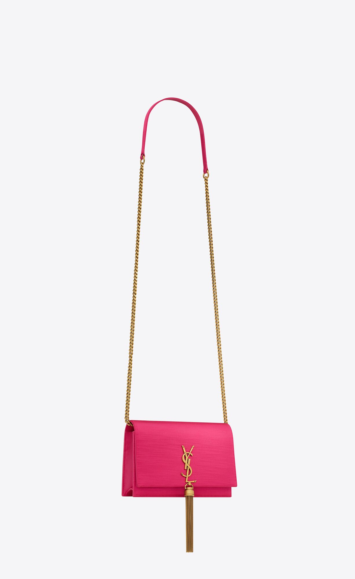 kate chain wallet with tassel in satin guava pink kate chain wallet with tassel in satin guava pink