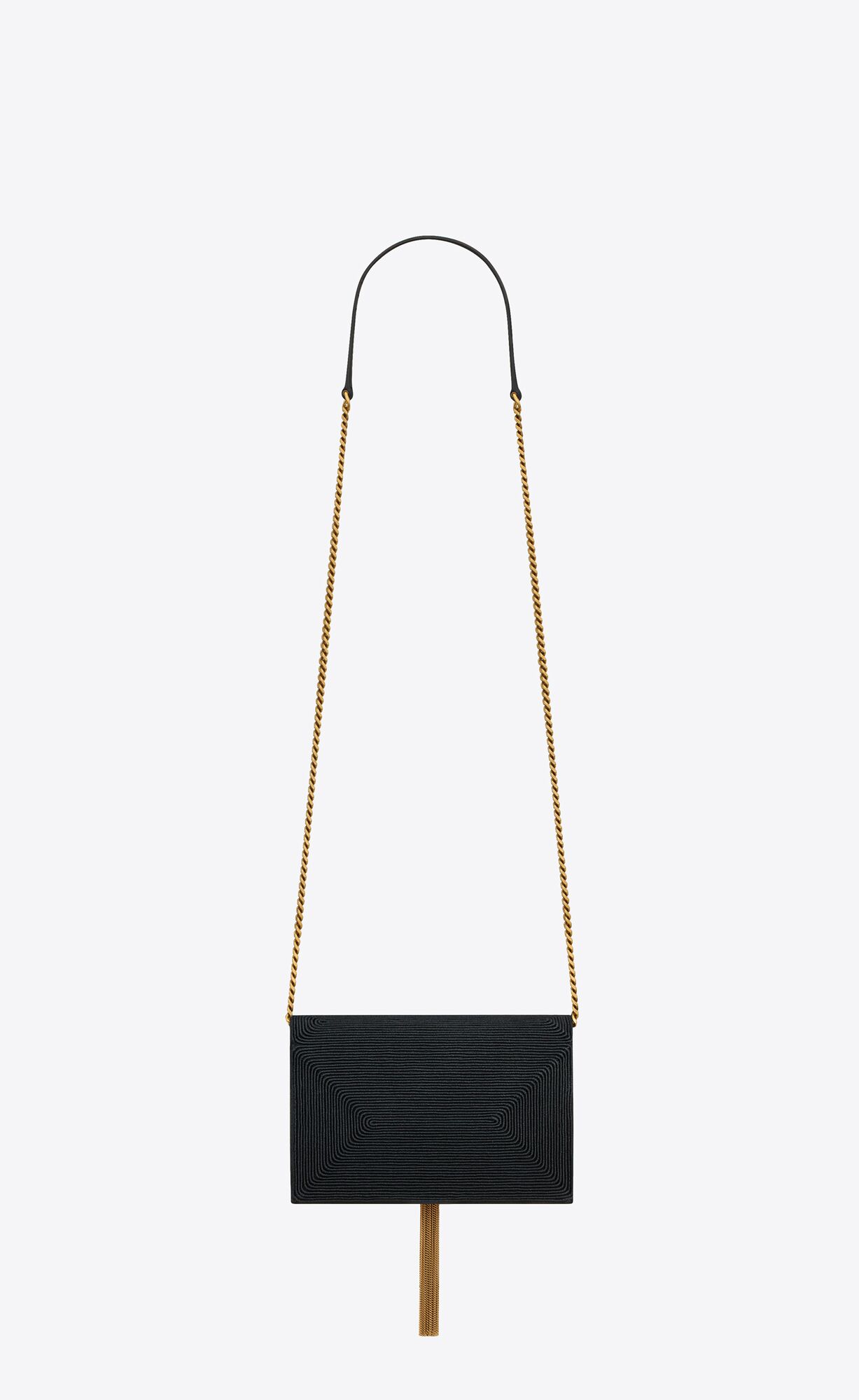 kate chain wallet with tassel in satin black kate chain wallet with tassel in satin black