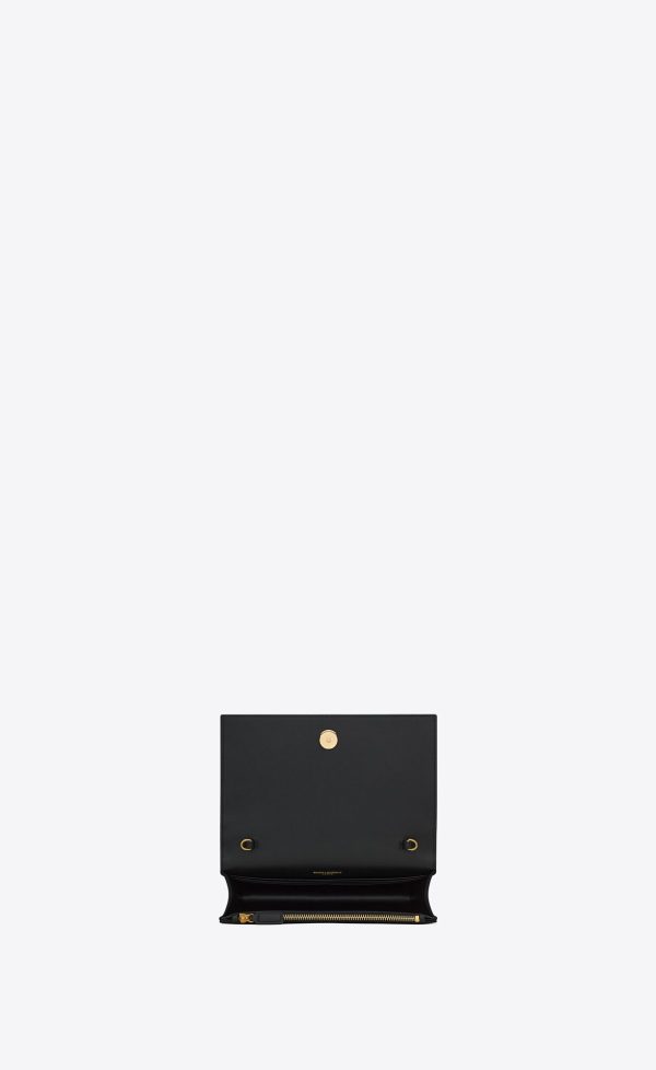 kate chain wallet with tassel in satin black