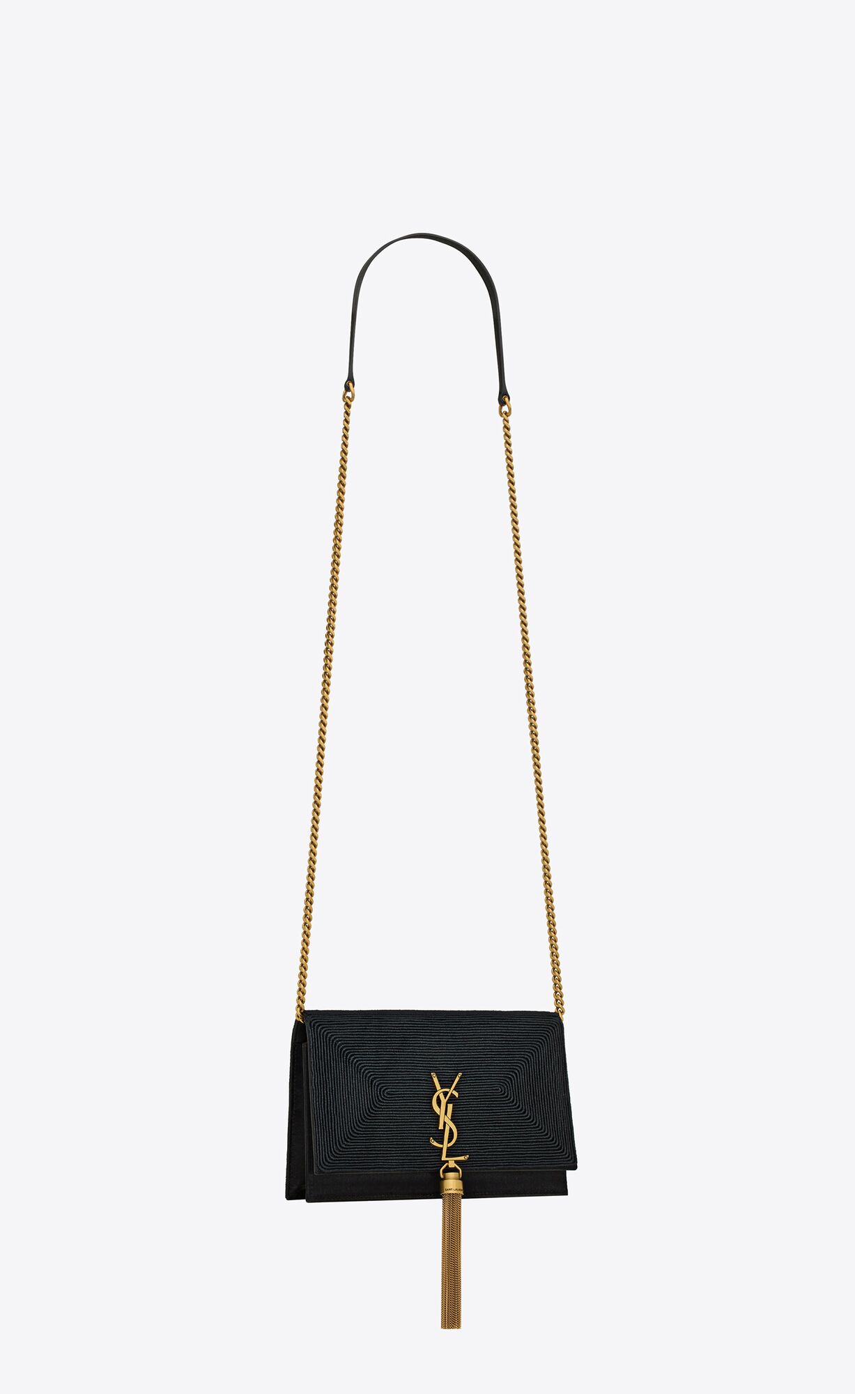 kate chain wallet with tassel in satin black kate chain wallet with tassel in satin black