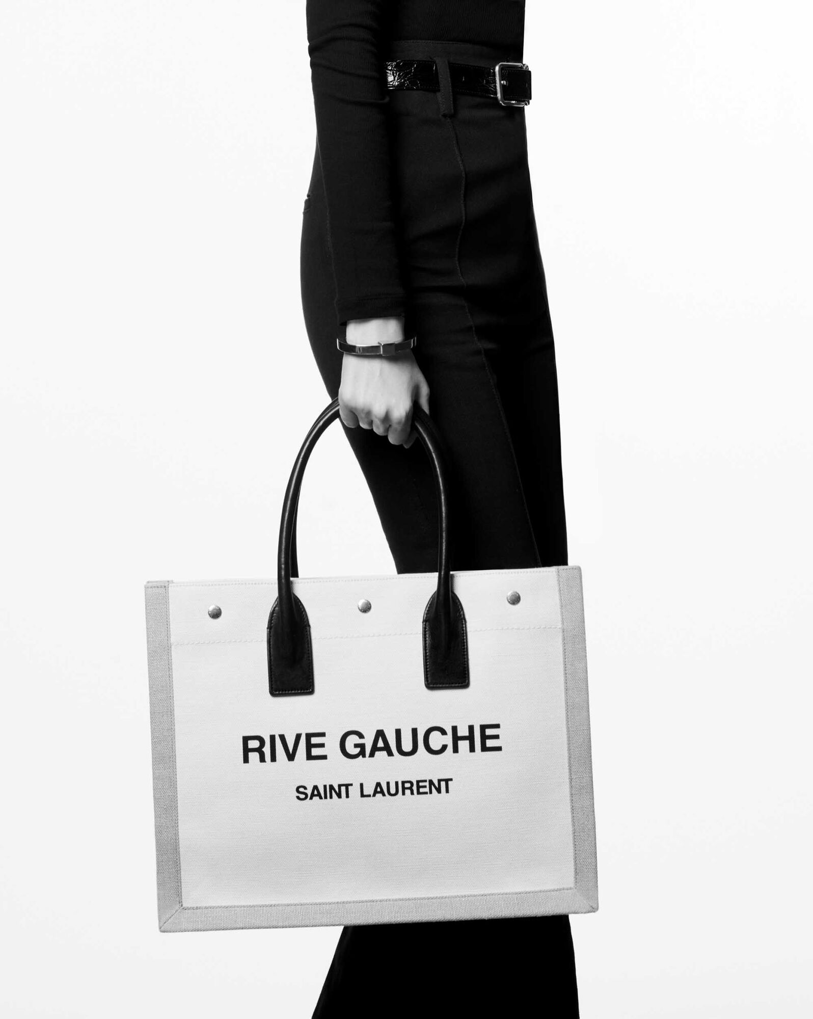 rive gauche small in chevron mesh and shiny leather black rive gauche small in chevron mesh and shiny leather black