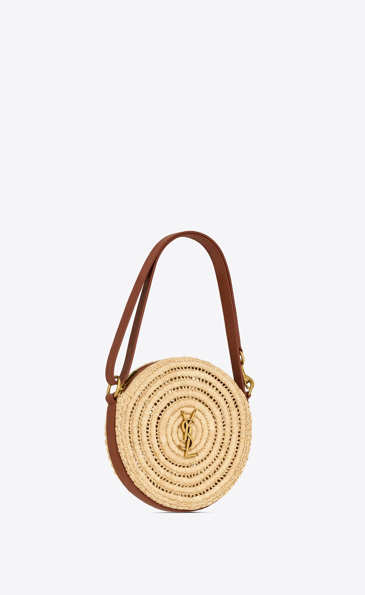 round bag in raffia and vegetable tanned leather natural and brick round bag in raffia and vegetable tanned leather natural and brick