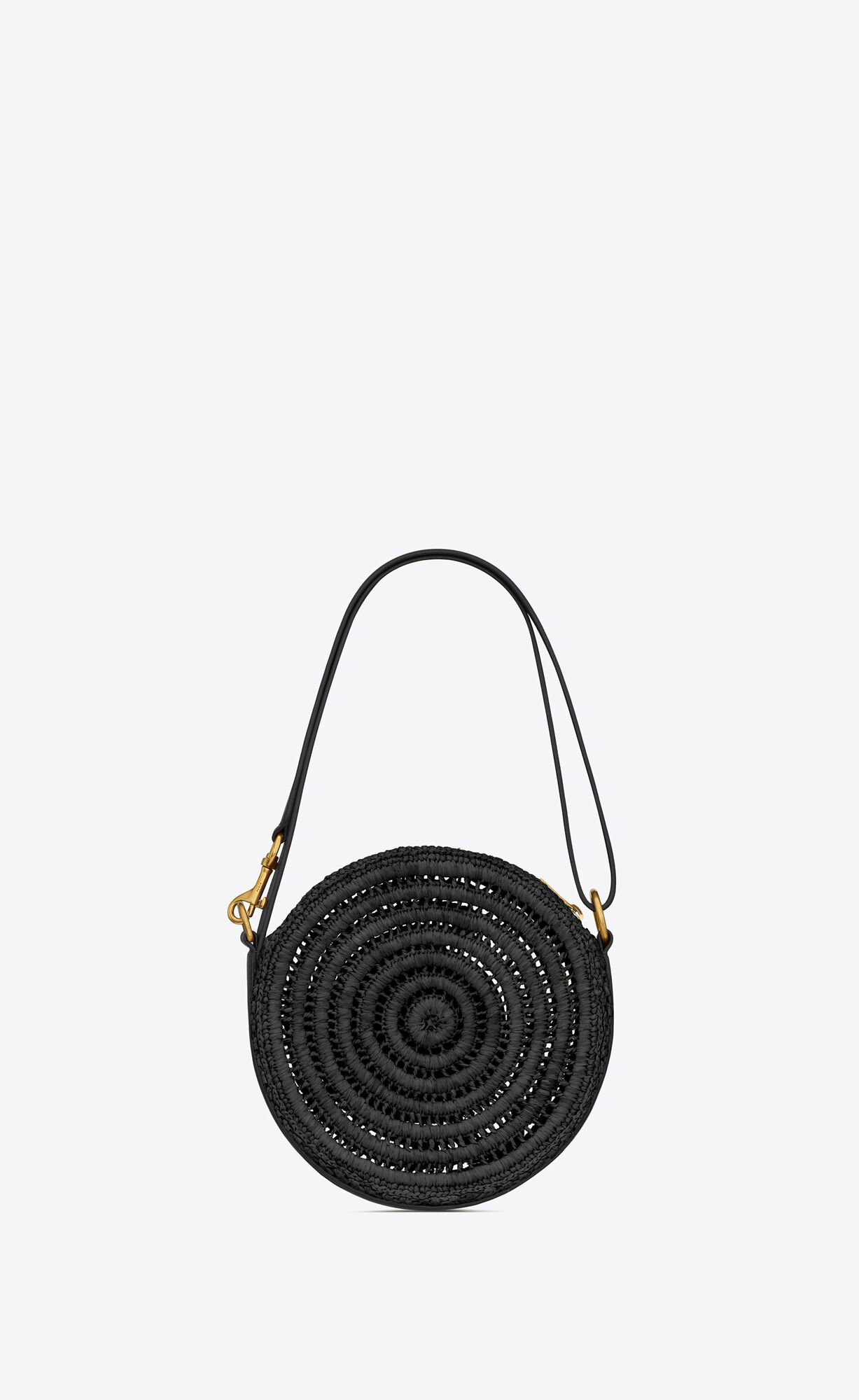 round bag in raffia and vegetable tanned leather black round bag in raffia and vegetable tanned leather black