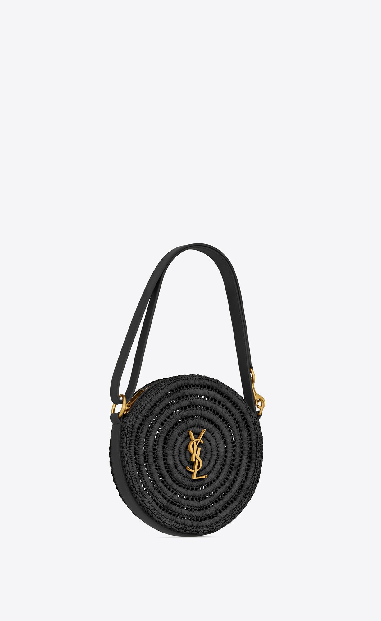 round bag in raffia and vegetable tanned leather black round bag in raffia and vegetable tanned leather black
