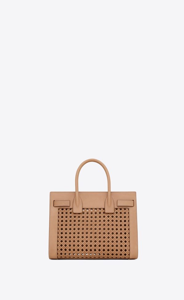 sac de jour baby in canework vegetable tanned leather brown gold