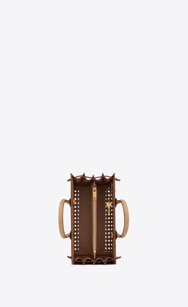 sac de jour baby in canework vegetable tanned leather brown gold