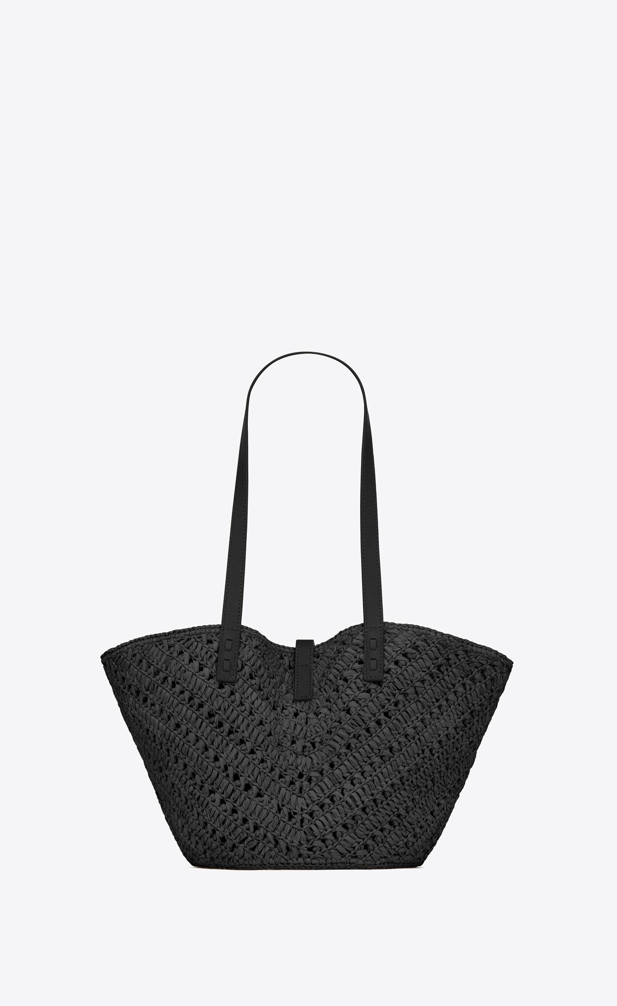 panier small in raffia and vegetable tanned leather black panier small in raffia and vegetable tanned leather black