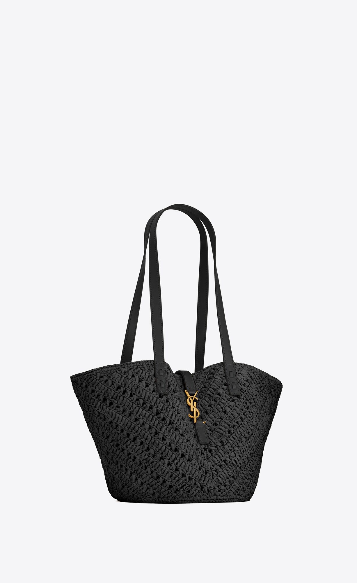 panier small in raffia and vegetable tanned leather black panier small in raffia and vegetable tanned leather black