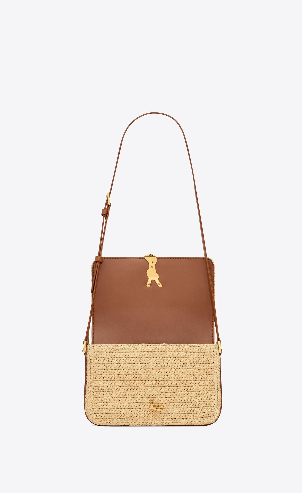 solferino medium in raffia and vegetable tanned leather naturel and brick solferino medium in raffia and vegetable tanned leather naturel and brick