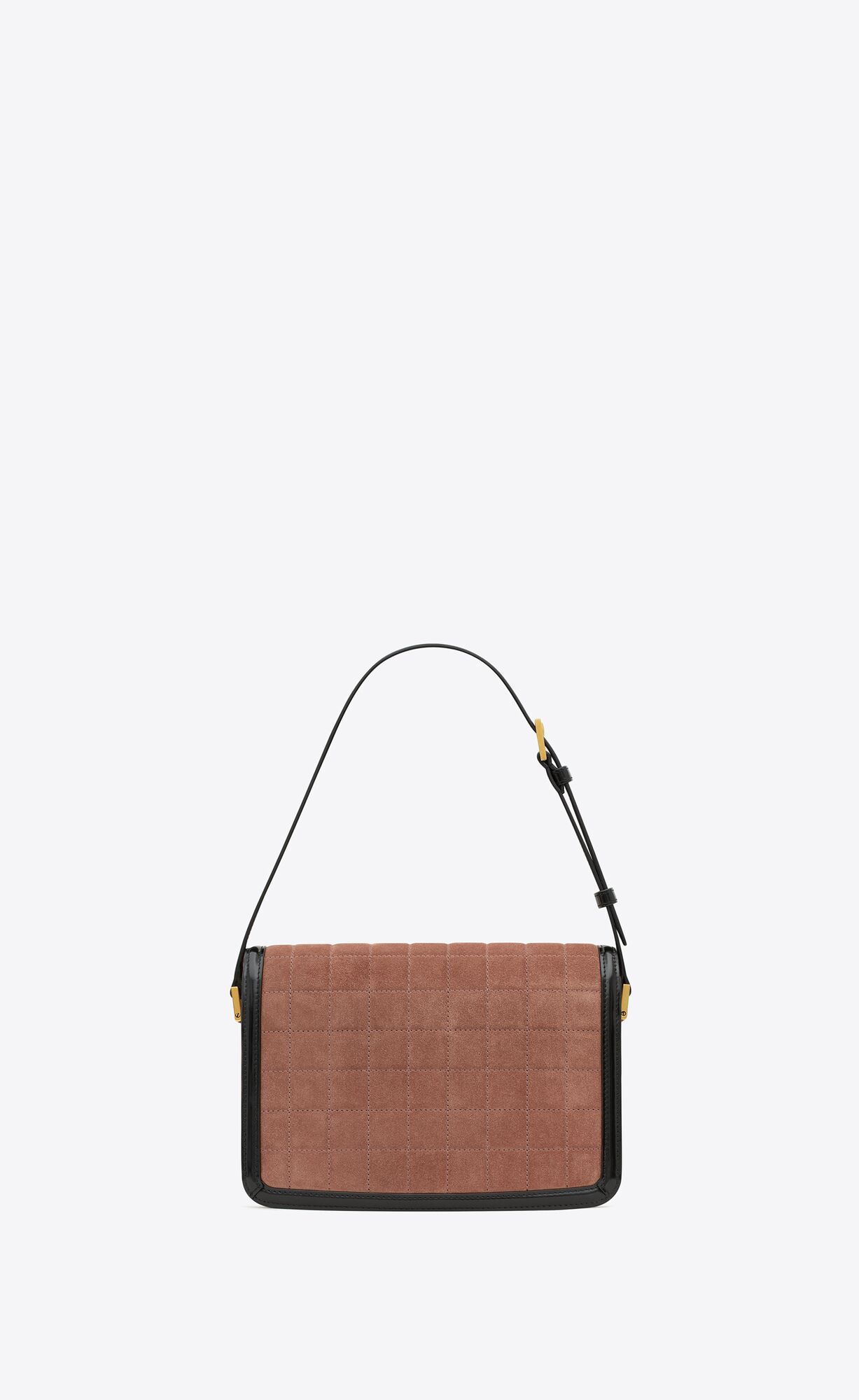 solferino medium in quilted suede and leather peach flower and black solferino medium in quilted suede and leather peach flower and black