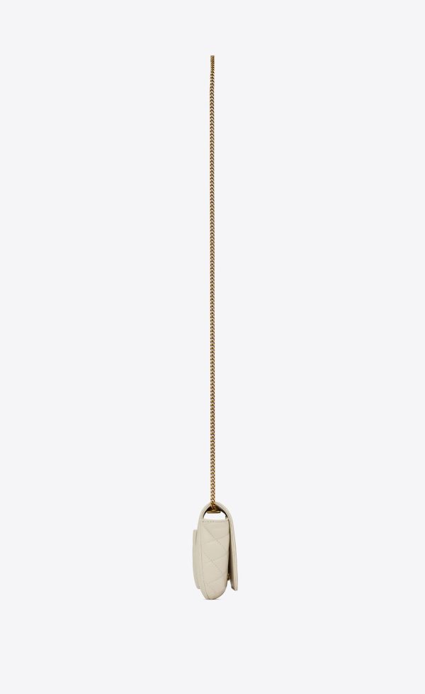 gaby chain phone holder in quilted lambskin blanc vintage